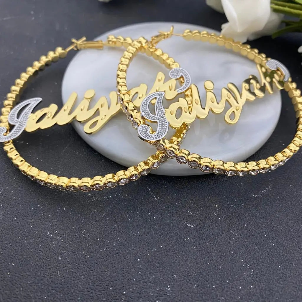 Custom bling name earrings - BizaarFashionCrush