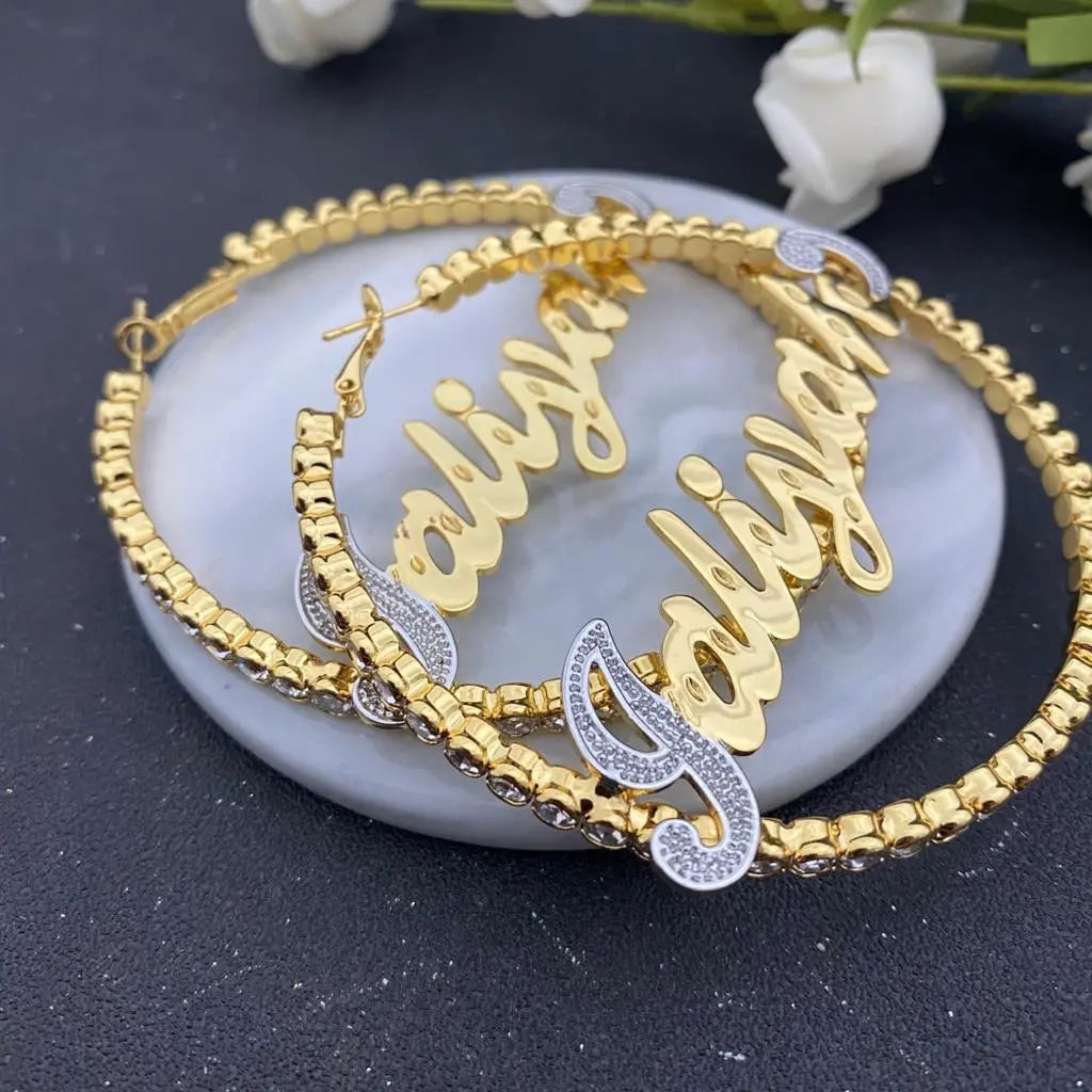 Custom bling name earrings - BizaarFashionCrush