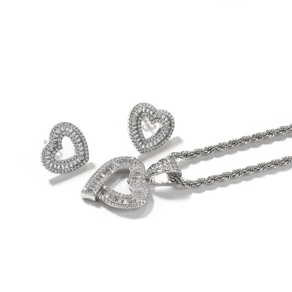 Dainty baguette heart set - BizaarFashionCrush