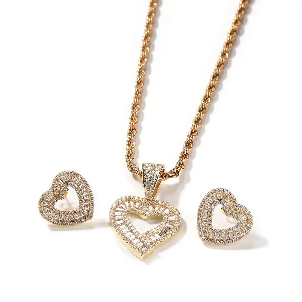 Dainty baguette heart set - BizaarFashionCrush