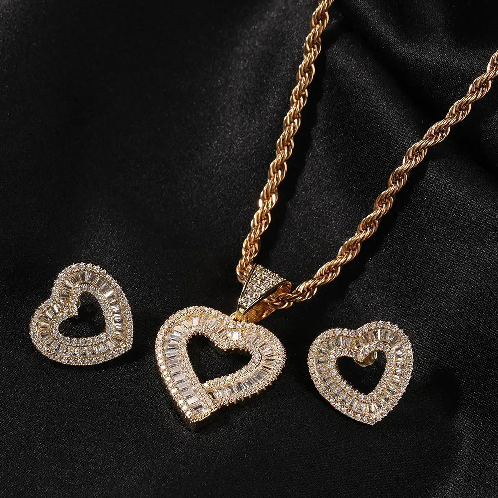 Dainty baguette heart set - BizaarFashionCrush