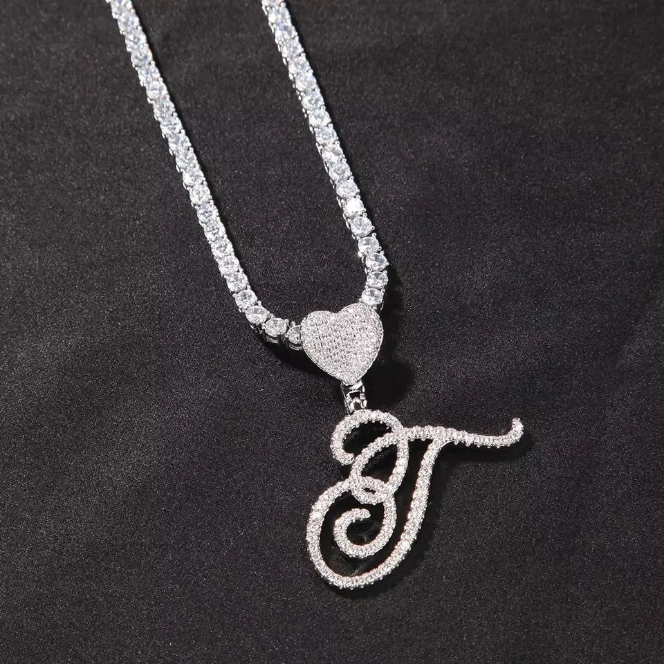 Fancy Heart Initial Necklace - BizaarFashionCrush