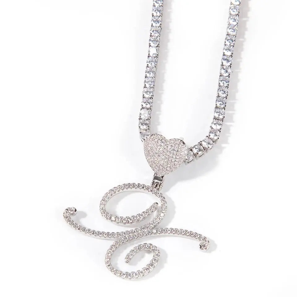 Fancy Heart Initial Necklace - BizaarFashionCrush